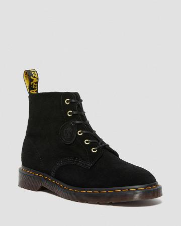 Dr Martens 101 Ruskind Ankelstøvler Dame Sort | DK 8TCE